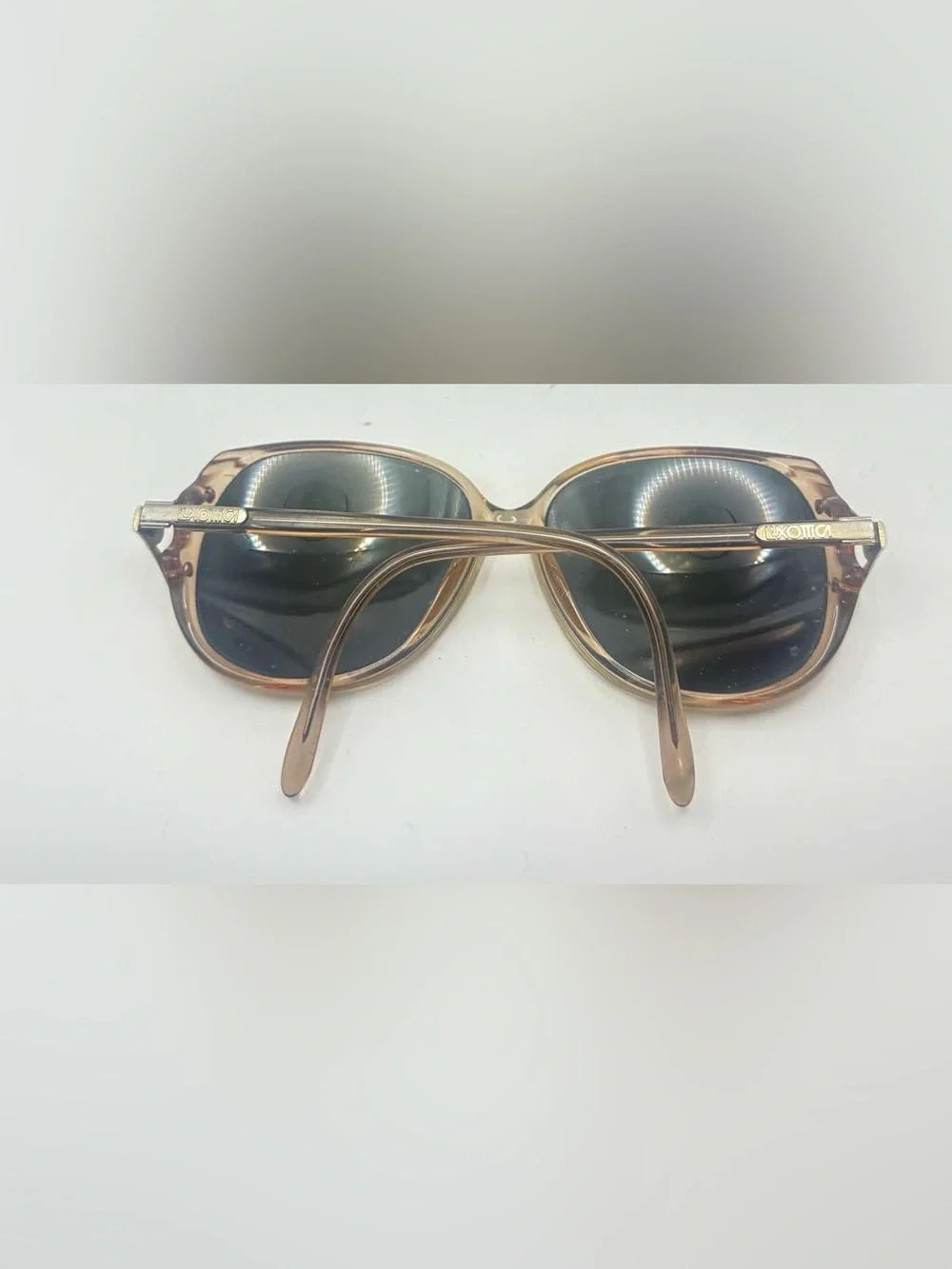 Vintage Luxottica Brown Translucent Oval Sunglasses Frames Only
